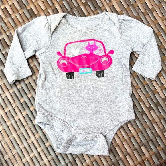BABY GAP Brannan’s Favorites Cat Mouse Car Luv U Bodysuit Eyelet Puff Sleeves - Picture 1 of 4